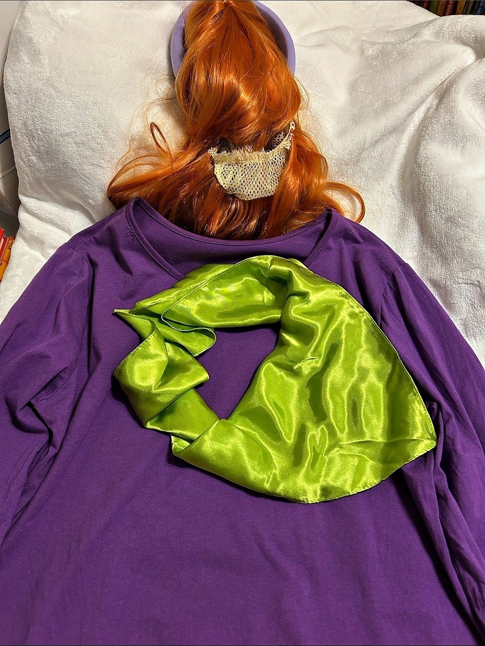 Adult Daphne Halloween Costume - Dress Wig Headband and Scarf - 2XL